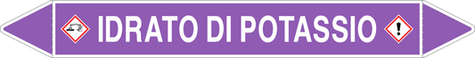GLOBAL PACCO DA 10 ETICHETTE PER TUBAZIONI - IDRATO DI POTASSIO - Etichetta Autoadesiva Resistente