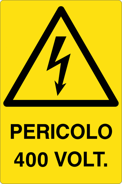 GLOBAL CARTELLO SEGNALETICO - PERICOLO 400 VOLT - Adesivo Resistente, Pannello in Forex, Pannello In Alluminio