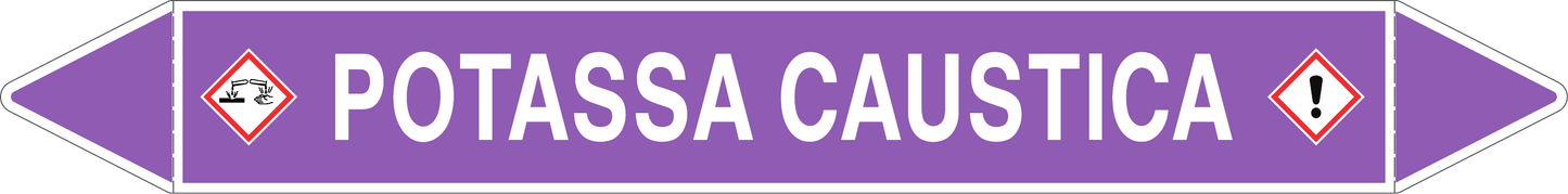 GLOBAL PACCO DA 10 ETICHETTE PER TUBAZIONI - POTASSA CAUSTICA - Etichetta Autoadesiva Resistente