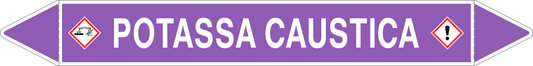 GLOBAL PACCO DA 10 ETICHETTE PER TUBAZIONI - POTASSA CAUSTICA - Etichetta Autoadesiva Resistente