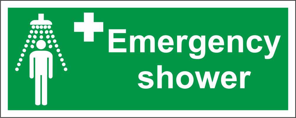 Emergency shower - CARTELLO SEGNALETICO UNI ISO 7010 in Adesivo Resistente, Pannello in Forex, Pannello In Alluminio