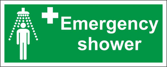 Emergency shower - CARTELLO SEGNALETICO UNI ISO 7010 in Adesivo Resistente, Pannello in Forex, Pannello In Alluminio