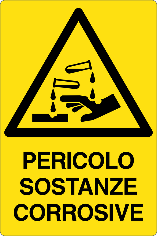GLOBAL CARTELLO SEGNALETICO - PERICOLO SOSTANZE CORROSIVE - Adesivo Resistente, Pannello in Forex, Pannello In Alluminio