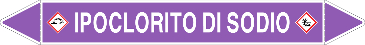 GLOBAL PACCO DA 10 ETICHETTE PER TUBAZIONI - IPOCLORITO DI SODIO - Etichetta Autoadesiva Resistente