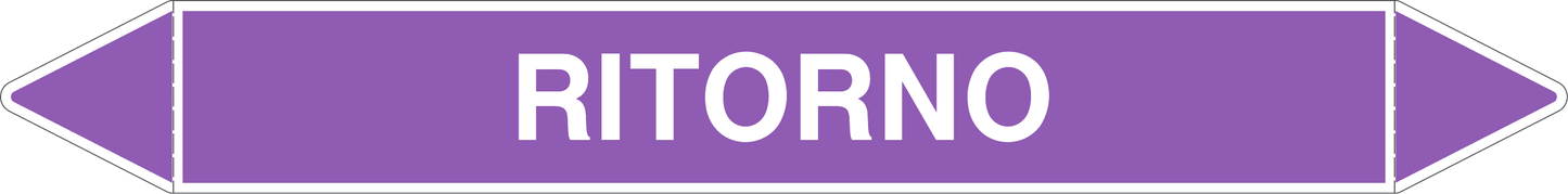 GLOBAL PACCO DA 10 ETICHETTE PER TUBAZIONI - RITORNO - Etichetta Autoadesiva Resistente