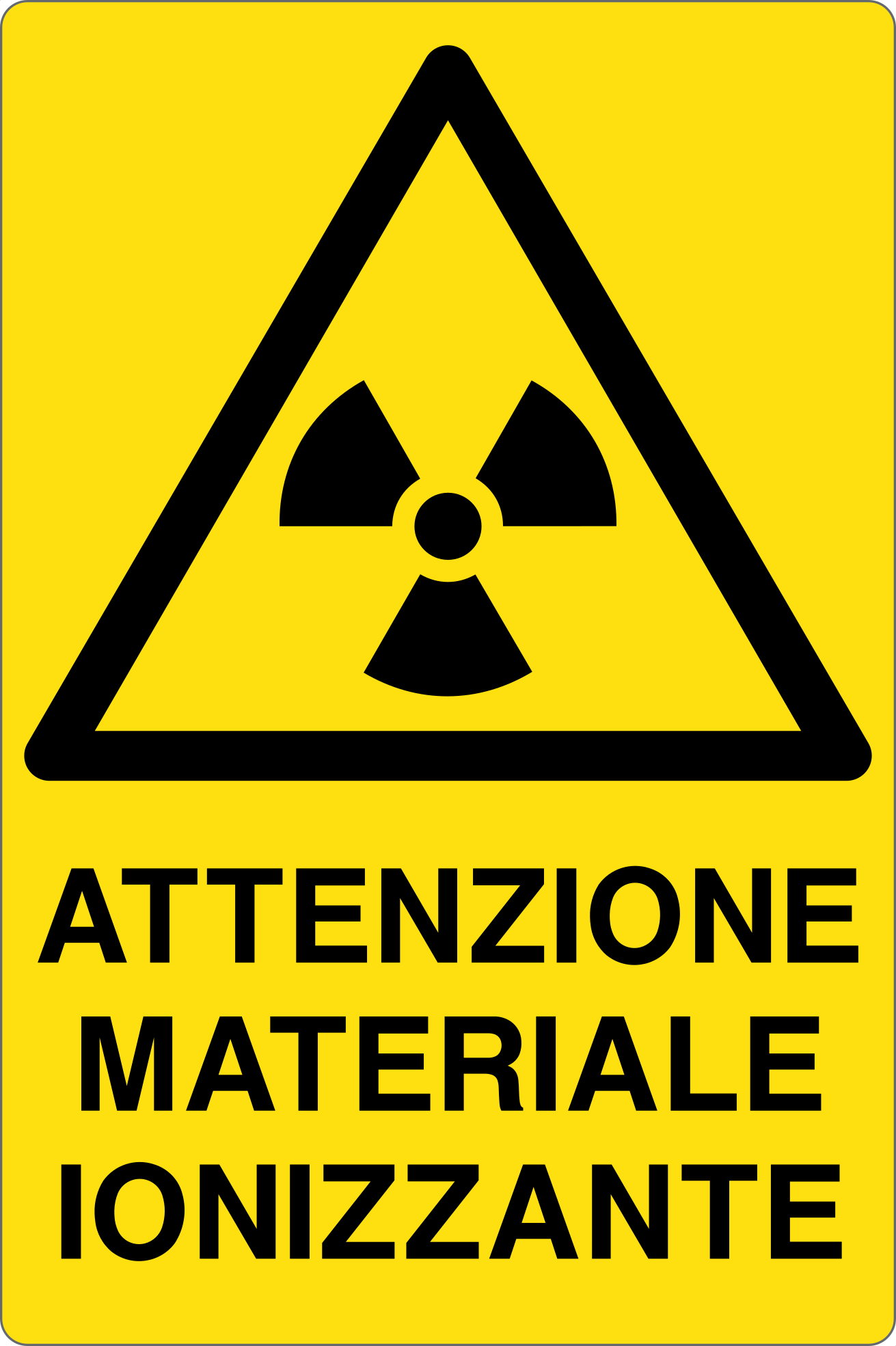 GLOBAL CARTELLO SEGNALETICO - ATTENZIONE MATERIALE IONIZZANTE - Adesivo Resistente, Pannello in Forex, Pannello In Alluminio