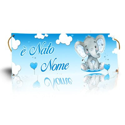 GLOBAL STRISCIONE FONDALE NASCITA - BAMBINO ELEFANTINO - IN CARTA O IN BANNER PVC ANCHE DA ESTERNO GARANZIA 5 ANNI