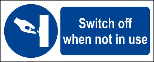 Switch Off When Not In Use - CARTELLO SEGNALETICO UNI ISO 7010 in Adesivo Resistente, Pannello in Forex, Pannello In Alluminio