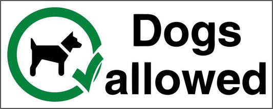 DOGS ALLOWED - CARTELLO SEGNALETICO UNI ISO 7010 in Adesivo Resistente, Pannello in Forex, Pannello In Alluminio