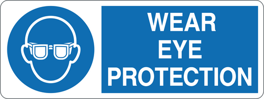 WEAR EYE PROTECTION - CARTELLO SEGNALETICO UNI ISO 7010 in Adesivo, Pannello in Forex, Pannello In Alluminio