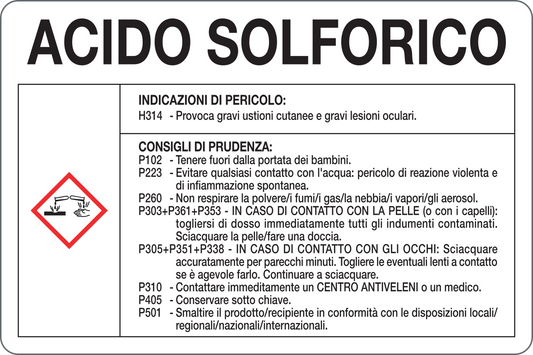 GLOBAL CARTELLO SEGNALETICO - ACIDO SOLFORICO RISCHI E CONSIGLI DI PRUDENZA - Adesivo Resistente, Pannello in Forex, Pannello In Alluminio