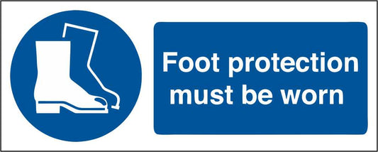 Foot Protection Must Be Worn - CARTELLO SEGNALETICO UNI ISO 7010 in Adesivo Resistente, Pannello in Forex, Pannello In Alluminio