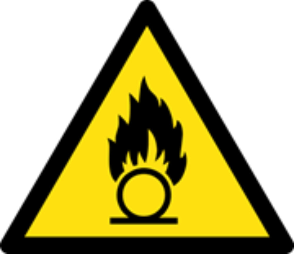PERICOLO COMBURENTE - CARTELLO SEGNALETICO TRIANGOLO ISO 7010 - Adesivo Extra Resistente, Pannello in Forex, Pannello In Alluminio
