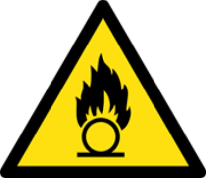 PERICOLO COMBURENTE - CARTELLO SEGNALETICO TRIANGOLO ISO 7010 - Adesivo Extra Resistente, Pannello in Forex, Pannello In Alluminio