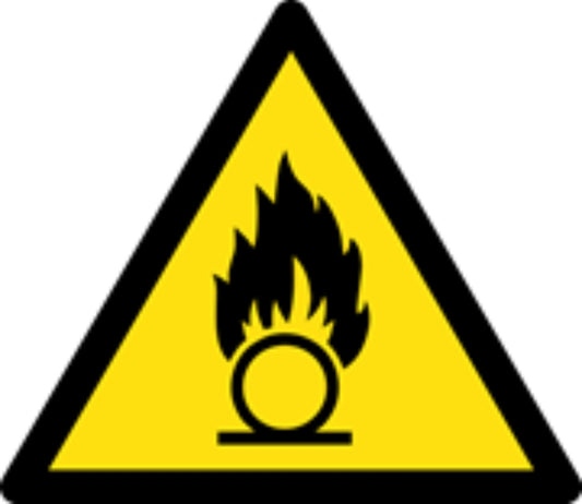 PERICOLO COMBURENTE - CARTELLO SEGNALETICO TRIANGOLO ISO 7010 - Adesivo Extra Resistente, Pannello in Forex, Pannello In Alluminio