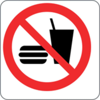 VIETATO BERE E/O MANGIARE - CARTELLO SEGNALETICO QUADRATO ISO 7010 - Adesivo Extra Resistente, Pannello in Forex, Pannello In Alluminio