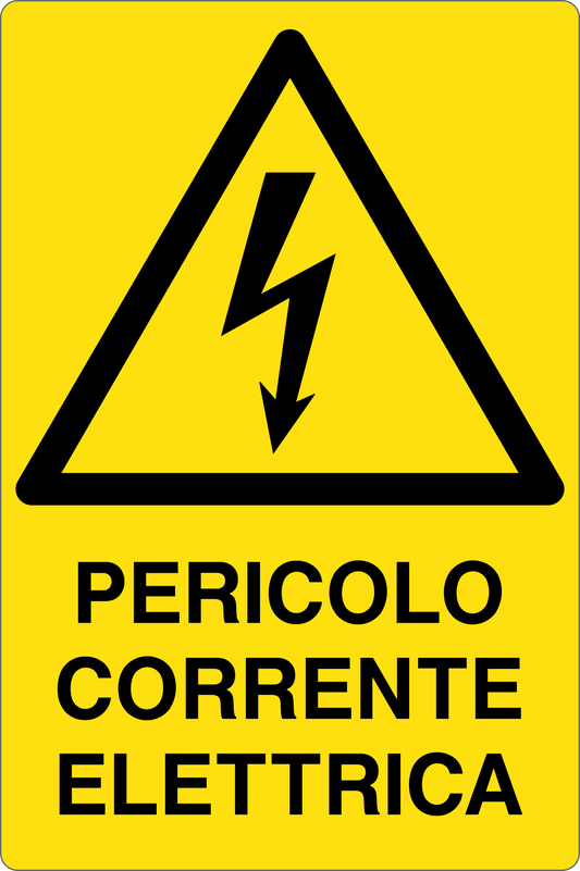 GLOBAL CARTELLO SEGNALETICO - PERICOLO CORRENTE ELETTRICA - Adesivo Resistente, Pannello in Forex, Pannello In Alluminio