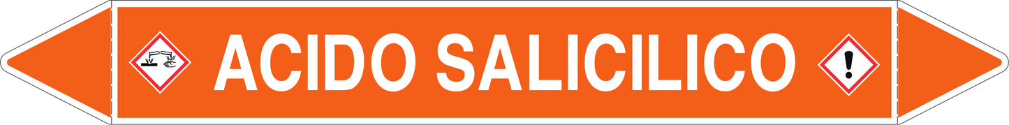 GLOBAL PACCO DA 10 ETICHETTE PER TUBAZIONI - ACIDO SALICILICO - Etichetta Autoadesiva Resistente