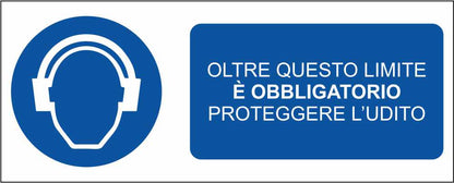 OLTRE QUESTO LIMITE È OBBLIGATORIO PROTEGGERE L'UDITO - CARTELLO SEGNALETICO UNI ISO 7010 in Adesivo Resistente, Pannello in Forex, Pannello In Alluminio