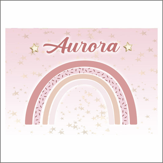 GLOBAL STRISCIONE FONDALE COMPLEANNO - Arcobaleno Rosa Cipria - STRISCIONE PERSONALIZZATO IN CARTA O IN BANNER PVC ANCHE DA ESTERNO GARANZIA 5 ANNI