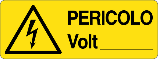 PERICOLO VOLT - CARTELLO SEGNALETICO UNI ISO 7010 in Adesivo, Pannello in Forex, Pannello In Alluminio