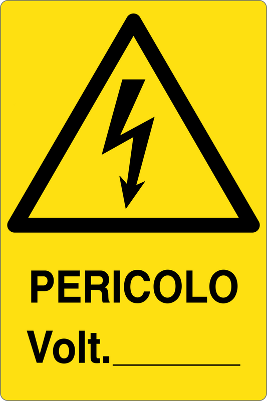 GLOBAL CARTELLO SEGNALETICO - PERICOLO VOLT - Adesivo Resistente, Pannello in Forex, Pannello In Alluminio