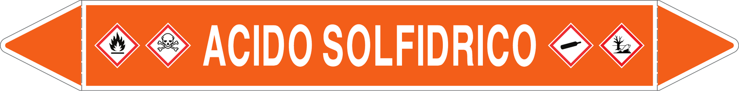 GLOBAL PACCO DA 10 ETICHETTE PER TUBAZIONI - ACIDO SOLFIDRICO - Etichetta Autoadesiva Resistente