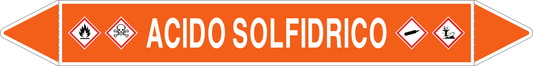 GLOBAL PACCO DA 10 ETICHETTE PER TUBAZIONI - ACIDO SOLFIDRICO - Etichetta Autoadesiva Resistente
