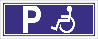 PARCHEGGIO RISERVATO AI DISABILI mod 2 - CARTELLO SEGNALETICO UNI ISO 7010 in Adesivo Resistente, Pannello in Forex, Pannello In Alluminio
