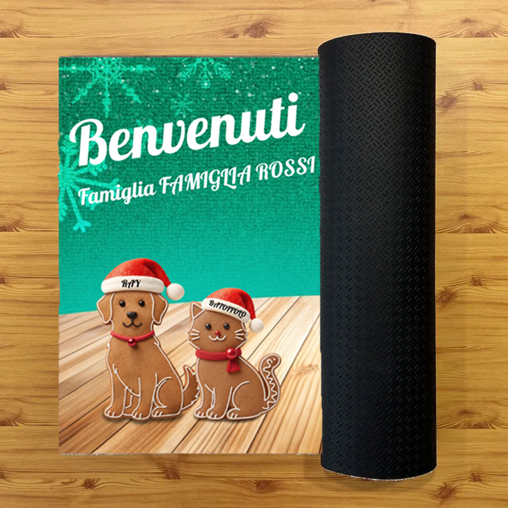 Tappeto zerbino personalizzato - BISCOTTI DI NATALE - con stampa ad alta qualità, ideale per ingressi