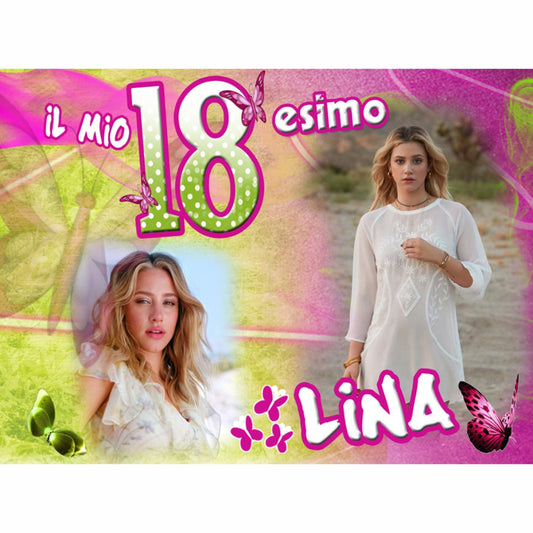 GLOBAL STRISCIONE FONDALE COMPLEANNO - 18 Anni Compleanno mod 2 - STRISCIONE PERSONALIZZATO IN CARTA O IN BANNER PVC ANCHE DA ESTERNO GARANZIA 5 ANNI