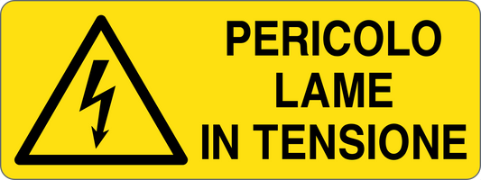 PERICOLO LAME IN TENSIONE - CARTELLO SEGNALETICO UNI ISO 7010 in Adesivo, Pannello in Forex, Pannello In Alluminio