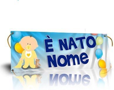 GLOBAL STRISCIONE FONDALE NASCITA - BAMBINO CON CIUCCIO - STRISCIONE PERSONALIZZATO IN CARTA O IN BANNER PVC ANCHE DA ESTERNO GARANZIA 5 ANNI