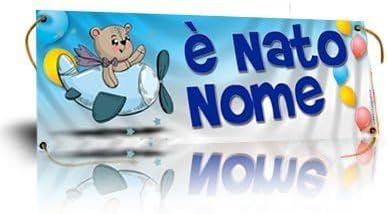 GLOBAL STRISCIONE FONDALE NASCITA -  BAMBINO IN AEREO - STRISCIONE PERSONALIZZATO IN CARTA O IN BANNER PVC ANCHE DA ESTERNO GARANZIA 5 ANNI
