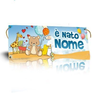 GLOBAL STRISCIONE FONDALE NASCITA -  BAMBINO CON ANIMALETTI - STRISCIONE PERSONALIZZATO IN CARTA O IN BANNER PVC ANCHE DA ESTERNO GARANZIA 5 ANNI
