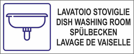 LAVATOIO STOVIGLIE - CARTELLO SEGNALETICO UNI ISO 7010 in Adesivo Resistente, Pannello in Forex, Pannello In Alluminio