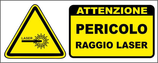 PERICOLO RAGGIO LASER - CARTELLO SEGNALETICO UNI ISO 7010 in Adesivo Resistente, Pannello in Forex, Pannello In Alluminio