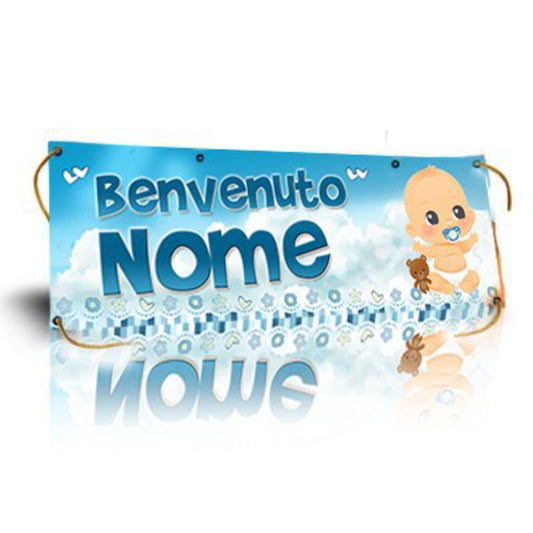 GLOBAL STRISCIONE FONDALE NASCITA - BIMBO - IN CARTA O IN BANNER PVC ANCHE DA ESTERNO GARANZIA 5 ANNI