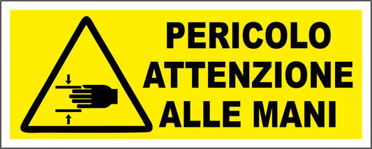 PERICOLO ALLE MANI mod 2 - CARTELLO SEGNALETICO UNI ISO 7010 in Adesivo Resistente, Pannello in Forex, Pannello In Alluminio