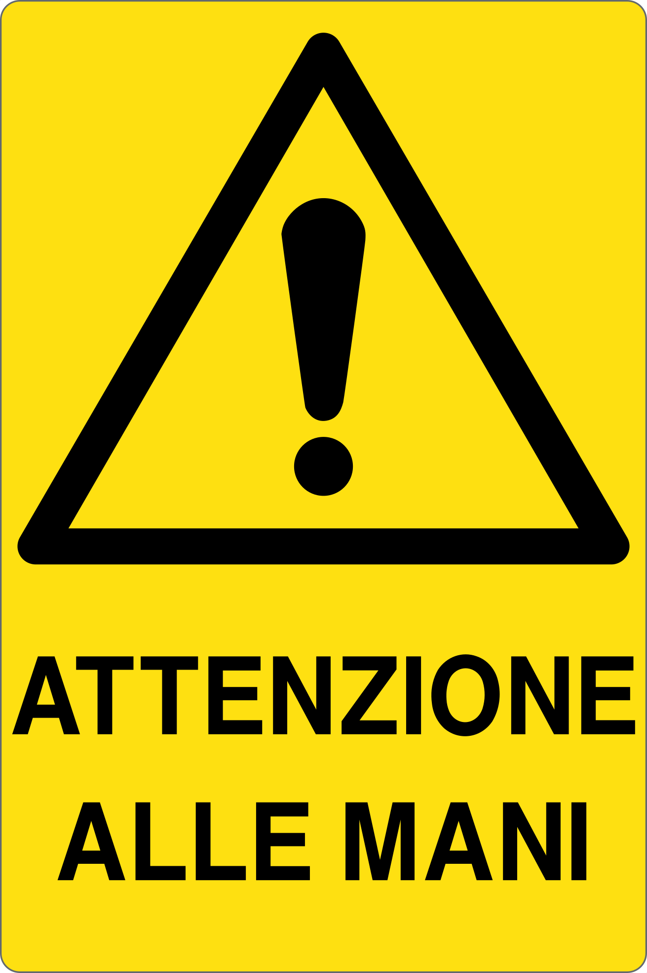 GLOBAL CARTELLO SEGNALETICO - ATTENZIONE ALLE MANI - Adesivo Resistente, Pannello in Forex, Pannello In Alluminio