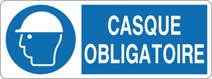 CASQUE OBLIGATOIRE - CARTELLO SEGNALETICO UNI ISO 7010 in Adesivo, Pannello in Forex, Pannello In Alluminio