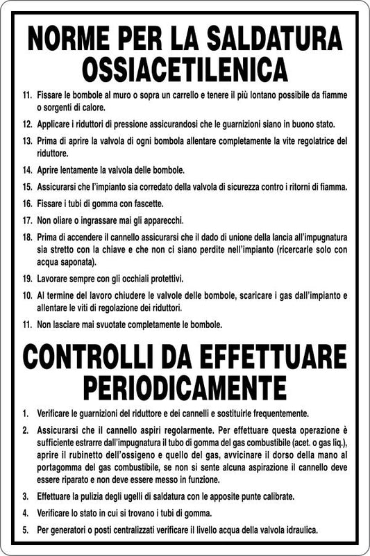 GLOBAL CARTELLO SEGNALETICO - SALDATURA OSSIACETILENICA - Adesivo Resistente, Pannello in Forex, Pannello In Alluminio