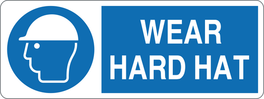 WEAR HARD HAT - CARTELLO SEGNALETICO UNI ISO 7010 in Adesivo, Pannello in Forex, Pannello In Alluminio