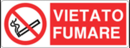 VIETATO FUMARE - CARTELLO SEGNALETICO UNI ISO 7010 in Adesivo, Pannello in Forex, Pannello In Alluminio