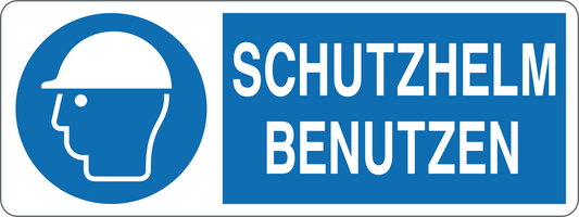 SCHUTZHELM BENUTZEN - CARTELLO SEGNALETICO UNI ISO 7010 in Adesivo, Pannello in Forex, Pannello In Alluminio