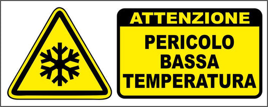 PERICOLO BASSA TEMPERATURA - CARTELLO SEGNALETICO UNI ISO 7010 in Adesivo Resistente, Pannello in Forex, Pannello In Alluminio