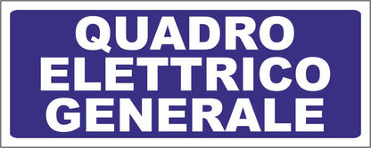 QUADRO ELETTRICO GENERALE FONDO BLU - CARTELLO SEGNALETICO UNI ISO 7010 in Adesivo Resistente, Pannello in Forex, Pannello In Alluminio
