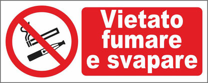 VIETATO FUMARE E SVAPARE mod 2 - CARTELLO SEGNALETICO UNI ISO 7010 in Adesivo Resistente, Pannello in Forex, Pannello In Alluminio