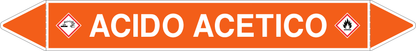 GLOBAL PACCO DA 10 ETICHETTE PER TUBAZIONI - ACIDO ACETICO - Etichetta Autoadesiva Resistente