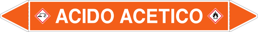 GLOBAL PACCO DA 10 ETICHETTE PER TUBAZIONI - ACIDO ACETICO - Etichetta Autoadesiva Resistente